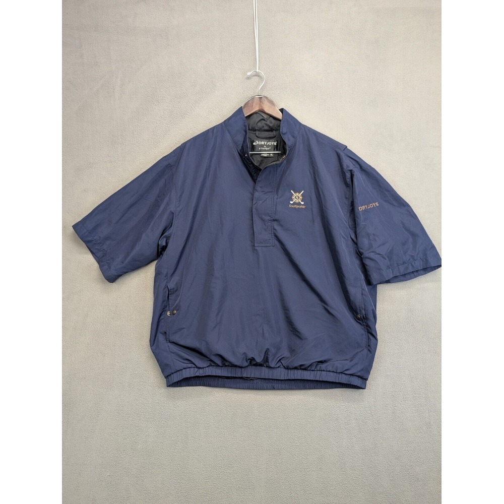 FootJoy DryJoys Jacket Mens L Blue Golf Windbreaker Short Sleeve 1/2 Zip Snaps